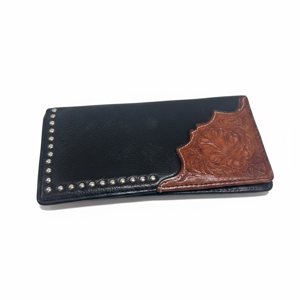 Buffalo Brand Traders Black & Brown Embossed Leather Wallet – Western Studded